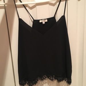 Brandy Melville Black Lacey V-Neck Crop Top